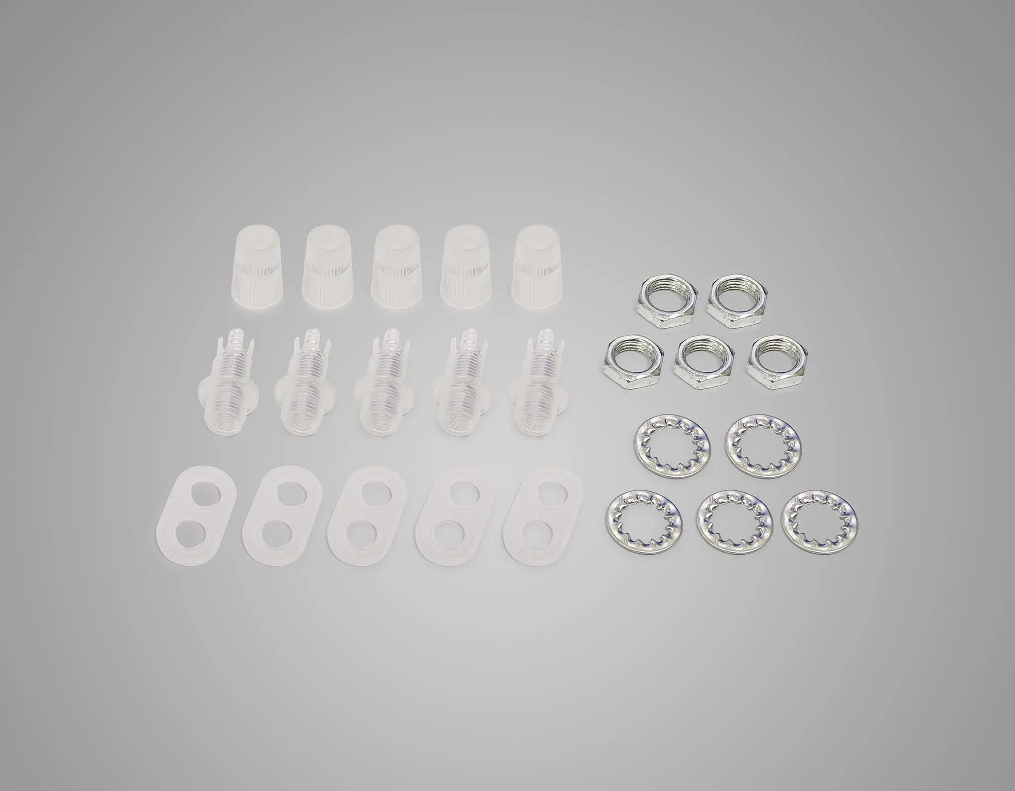 Hayes 1.4cm 5pcs Compression Cable Grip Pack Clear D0835CL  Deco Hayes Accessories